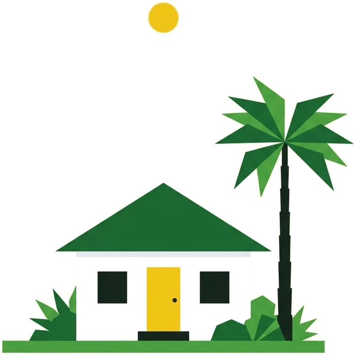 Illustration of a Florida home with a green roof